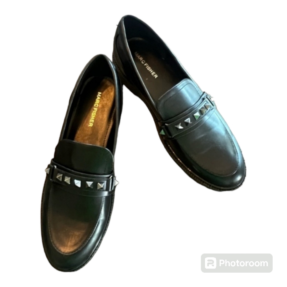EUC Marc Fisher Black Studded Loafer